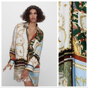 Nwt Zara Oversized Patchwork Shirt Size 
